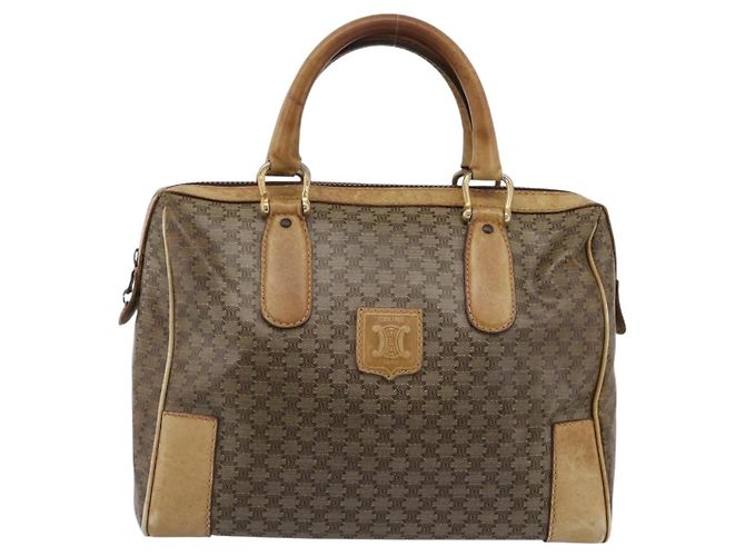 Céline Borsa a Mano CELINE Macadam PVC Pelle Beige Tono Oro Auth 200348 - vista 13