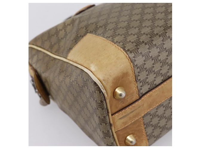 Céline Borsa a Mano CELINE Macadam PVC Pelle Beige Tono Oro Auth 200348 - vista 14