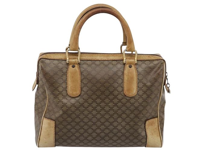 Céline Borsa a Mano CELINE Macadam PVC Pelle Beige Tono Oro Auth 200348 - vista 2