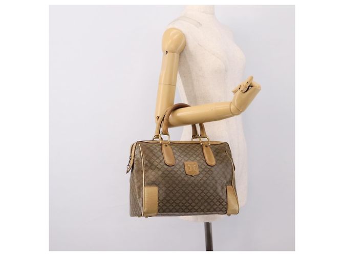 Céline Borsa a Mano CELINE Macadam PVC Pelle Beige Tono Oro Auth 200348 - vista 20
