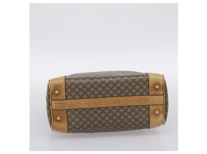 Céline Borsa a Mano CELINE Macadam PVC Pelle Beige Tono Oro Auth 200348 - vista 5