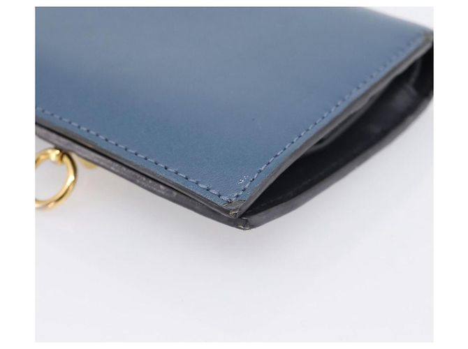 FENDI Bifold Wallet Leather Blue Gold Auth bs36865 Golden - view 15