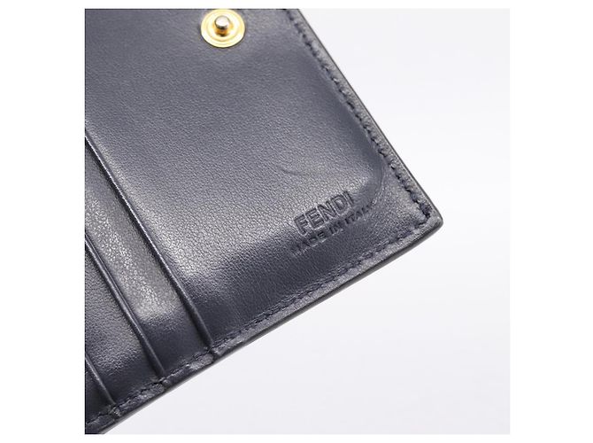 FENDI Bifold Wallet Leather Blue Gold Auth bs36865 Golden - view 17
