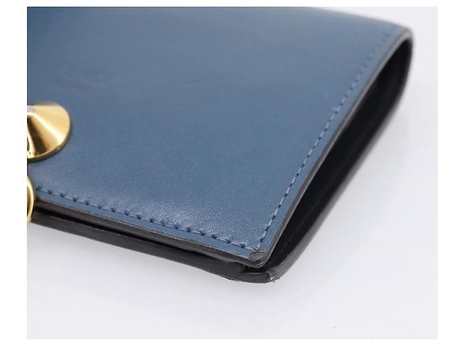 FENDI Bifold Wallet Leather Blue Gold Auth bs36865 Golden - view 7