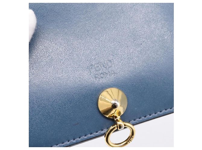 FENDI Bifold Wallet Leather Blue Gold Auth bs36865 Golden - view 8