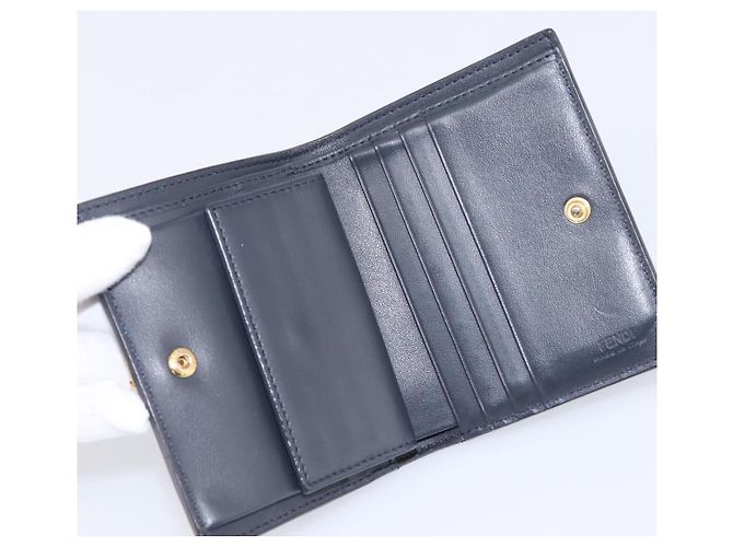 FENDI Bifold Wallet Leather Blue Gold Auth bs36865 Golden - view 9