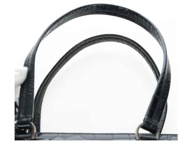 Borsa a mano PRADA in pelle goffrata Nero Argento Auth yk20763SAM - vista 14