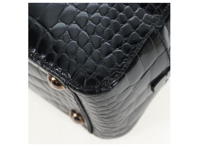 Borsa a mano PRADA in pelle goffrata Nero Argento Auth yk20763SAM - vista 16