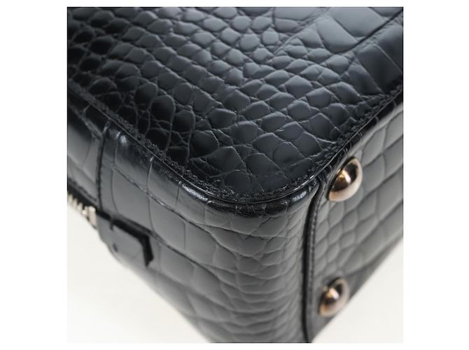 Borsa a mano PRADA in pelle goffrata Nero Argento Auth yk20763SAM - vista 17