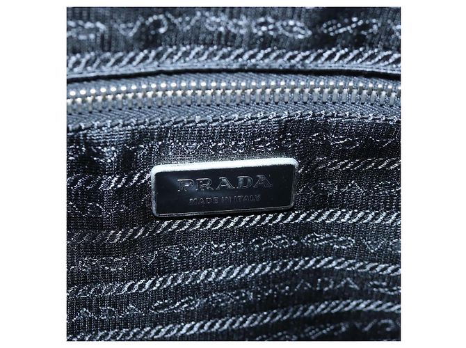 Borsa a mano PRADA in pelle goffrata Nero Argento Auth yk20763SAM - vista 23