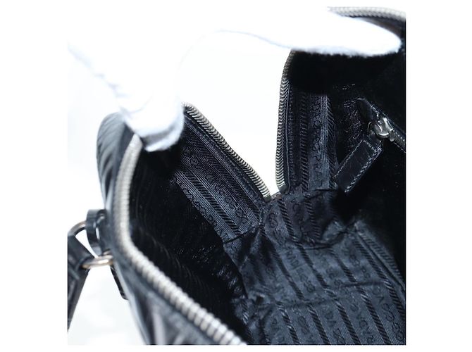 Borsa a mano PRADA in pelle goffrata Nero Argento Auth yk20763SAM - vista 25