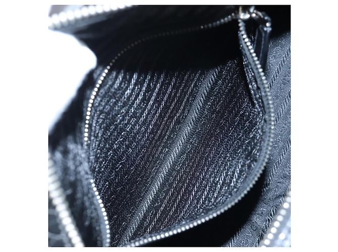 Borsa a mano PRADA in pelle goffrata Nero Argento Auth yk20763SAM - vista 27