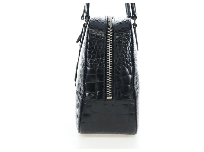 Borsa a mano PRADA in pelle goffrata Nero Argento Auth yk20763SAM - vista 3
