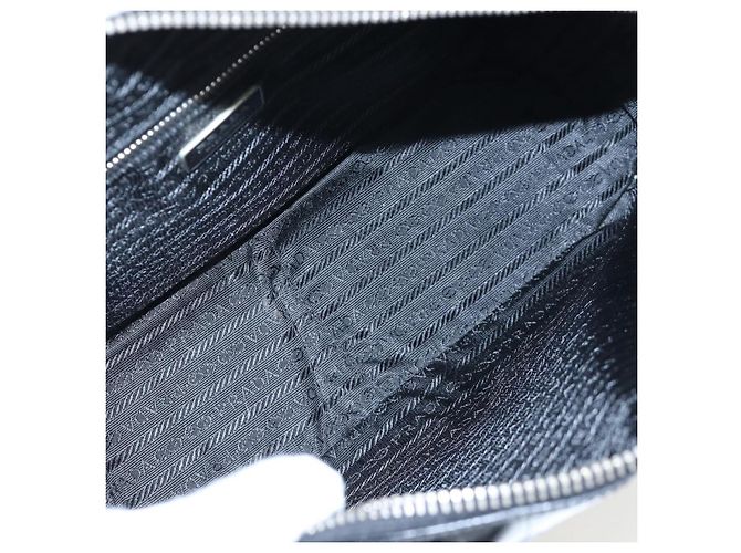 Borsa a mano PRADA in pelle goffrata Nero Argento Auth yk20763SAM - vista 9