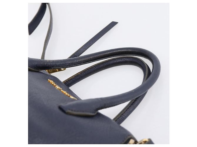 Borsa a mano Miu Miu in pelle 2way Navy Gold Auth 201925 D'oro Blu navy - vista 14