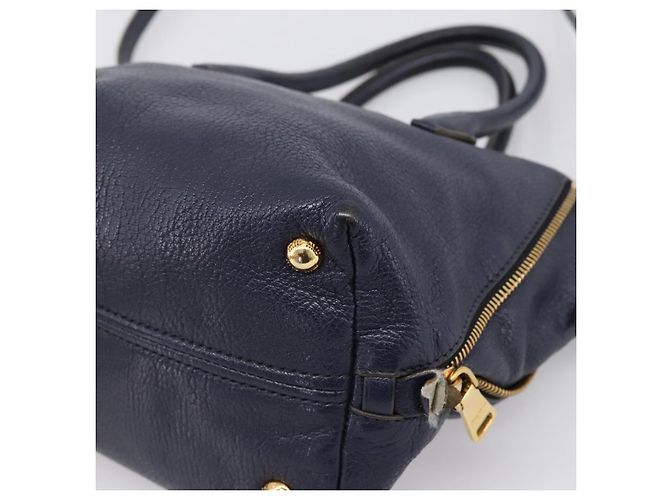 Borsa a mano Miu Miu in pelle 2way Navy Gold Auth 201925 D'oro Blu navy - vista 16