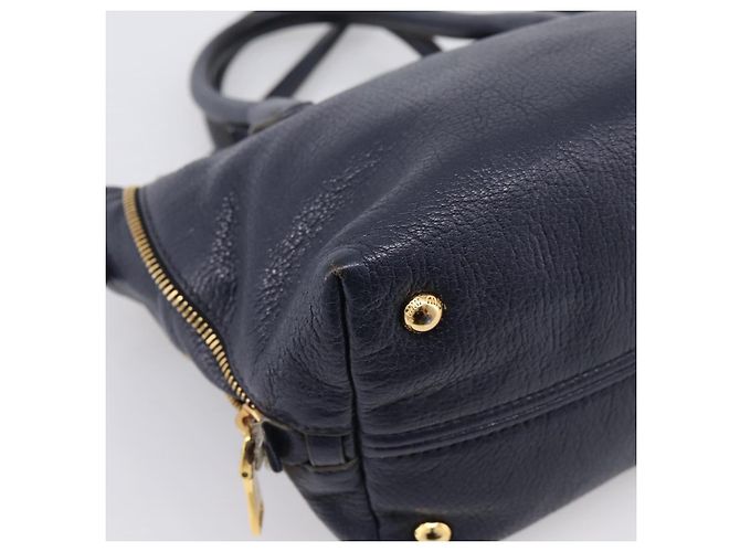 Borsa a mano Miu Miu in pelle 2way Navy Gold Auth 201925 D'oro Blu navy - vista 19