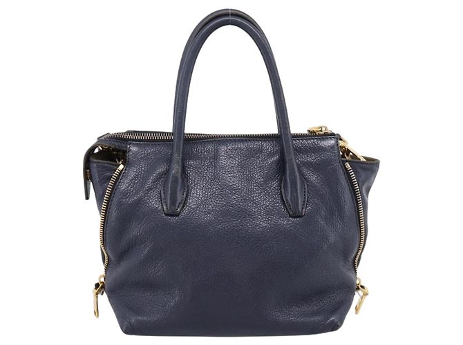 Borsa a mano Miu Miu in pelle 2way Navy Gold Auth 201925 D'oro Blu navy - vista 2