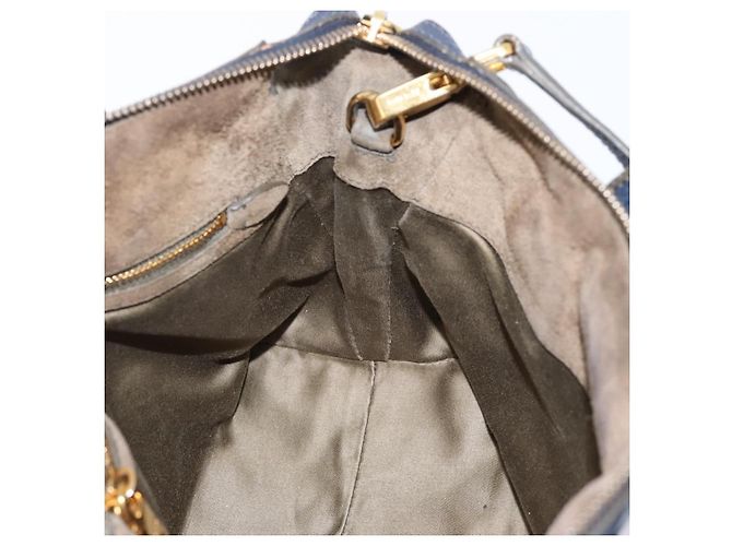 Borsa a mano Miu Miu in pelle 2way Navy Gold Auth 201925 D'oro Blu navy - vista 23