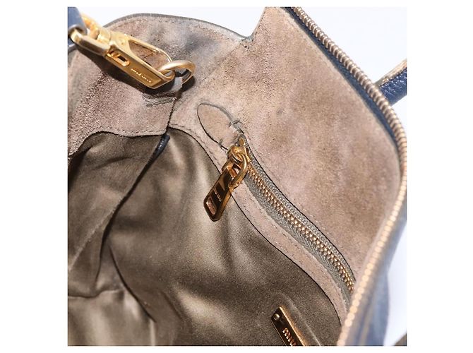 Borsa a mano Miu Miu in pelle 2way Navy Gold Auth 201925 D'oro Blu navy - vista 25