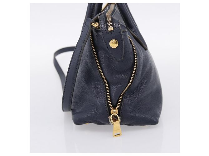 Borsa a mano Miu Miu in pelle 2way Navy Gold Auth 201925 D'oro Blu navy - vista 4