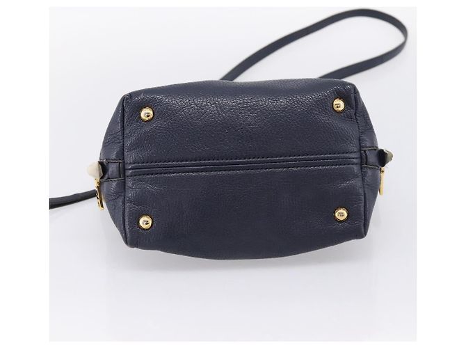 Borsa a mano Miu Miu in pelle 2way Navy Gold Auth 201925 D'oro Blu navy - vista 5
