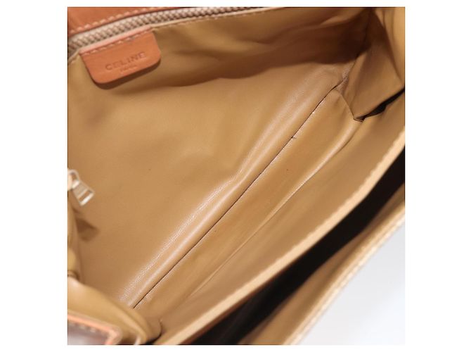 Céline Borsa a tracolla CELINE Macadam Canvas PVC Beige Gold Auth 199912 D'oro - vista 10