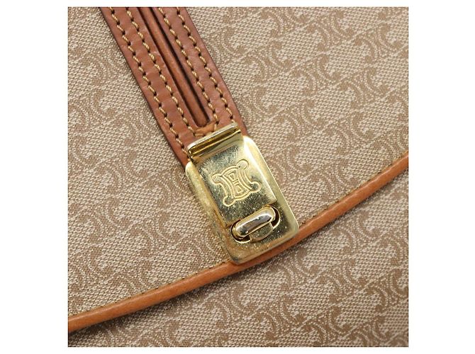 Céline Borsa a tracolla CELINE Macadam Canvas PVC Beige Gold Auth 199912 D'oro - vista 17