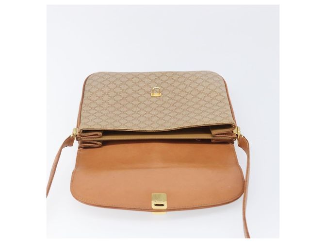Céline Borsa a tracolla CELINE Macadam Canvas PVC Beige Gold Auth 199912 D'oro - vista 18