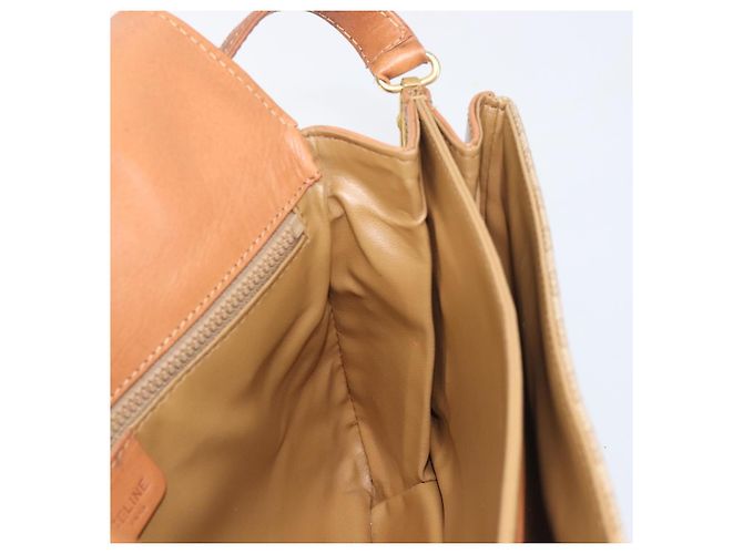 Céline Borsa a tracolla CELINE Macadam Canvas PVC Beige Gold Auth 199912 D'oro - vista 20