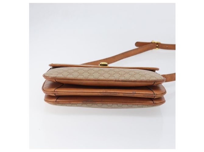 Céline Borsa a tracolla CELINE Macadam Canvas PVC Beige Gold Auth 199912 D'oro - vista 5