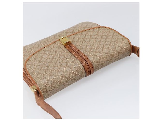 Céline Borsa a tracolla CELINE Macadam Canvas PVC Beige Gold Auth 199912 D'oro - vista 6