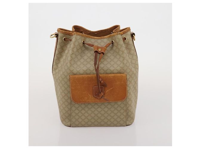 Céline Borsa a tracolla CELINE Macadam Canvas PVC Leather 3 Set Brown Beige Auth 196166 Marrone - vista 17