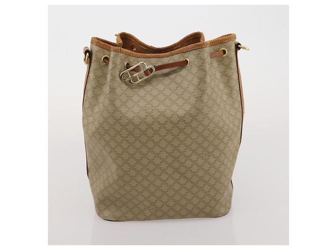 Céline Borsa a tracolla CELINE Macadam Canvas PVC Leather 3 Set Brown Beige Auth 196166 Marrone - vista 18
