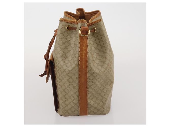 Céline Borsa a tracolla CELINE Macadam Canvas PVC Leather 3 Set Brown Beige Auth 196166 Marrone - vista 19
