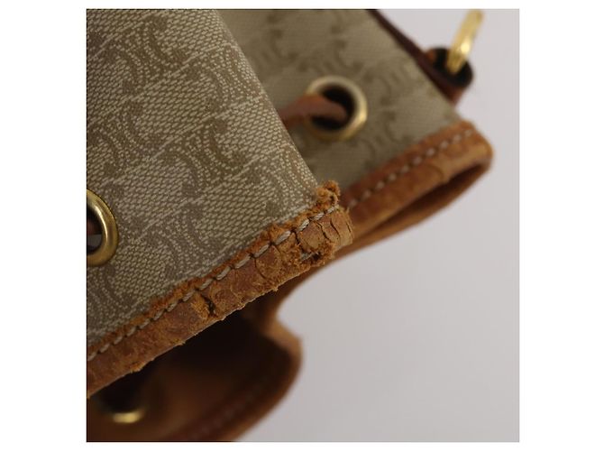 Céline Borsa a tracolla CELINE Macadam Canvas PVC Leather 3 Set Brown Beige Auth 196166 Marrone - vista 21