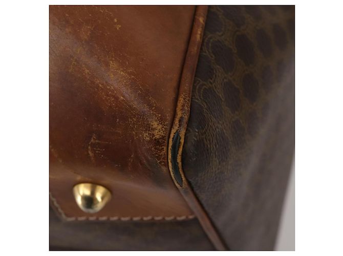 Céline Borsa a tracolla CELINE Macadam Canvas PVC Leather 3 Set Brown Beige Auth 196166 Marrone - vista 8