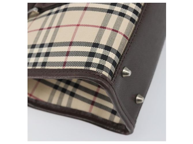 Borsa a mano BURBERRY Nova Check Canvas Beige Silver Auth 199509A Argento - vista 16