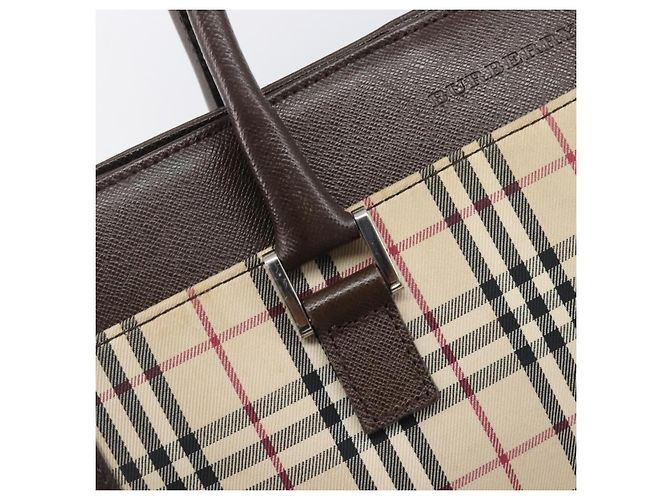 Borsa a mano BURBERRY Nova Check Canvas Beige Silver Auth 199509A Argento - vista 17