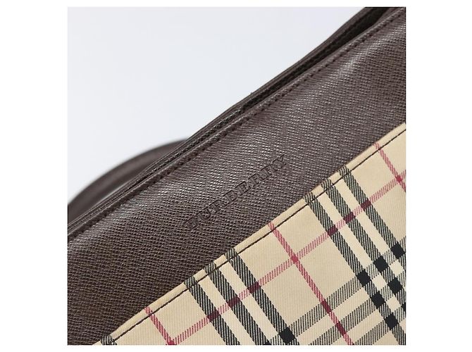 Borsa a mano BURBERRY Nova Check Canvas Beige Silver Auth 199509A Argento - vista 18