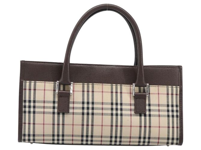 Borsa a mano BURBERRY Nova Check Canvas Beige Silver Auth 199509A Argento - vista 2