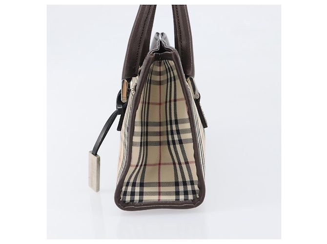 Borsa a mano BURBERRY Nova Check Canvas Beige Silver Auth 199509A Argento - vista 3