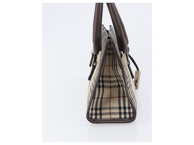 Borsa a mano BURBERRY Nova Check Canvas Beige Silver Auth 199509A Argento - vista 4