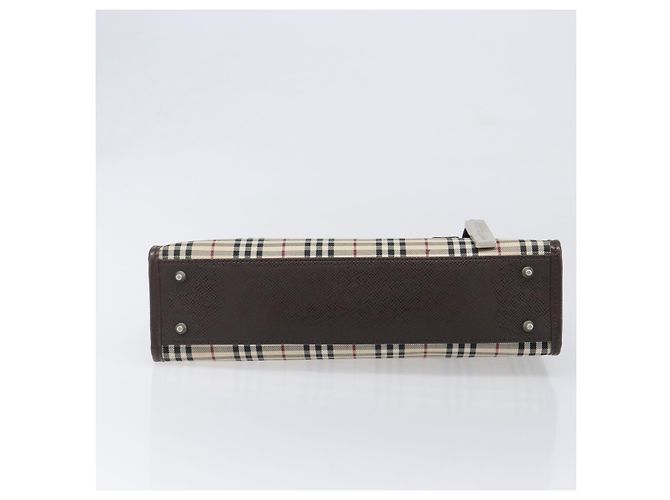 Borsa a mano BURBERRY Nova Check Canvas Beige Silver Auth 199509A Argento - vista 5