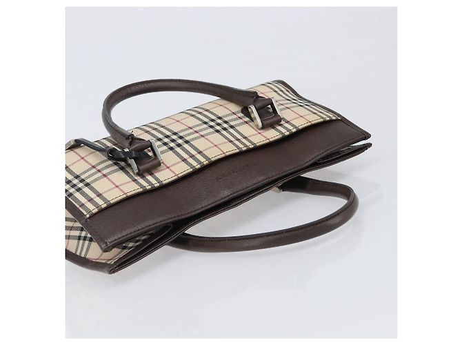 Borsa a mano BURBERRY Nova Check Canvas Beige Silver Auth 199509A Argento - vista 6
