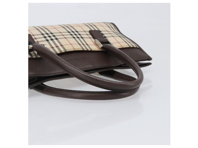 Borsa a mano BURBERRY Nova Check Canvas Beige Silver Auth 199509A Argento - vista 7