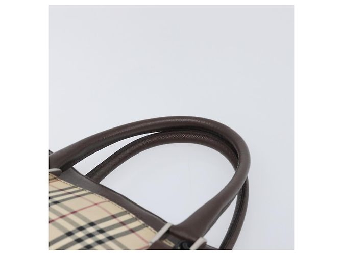 Borsa a mano BURBERRY Nova Check Canvas Beige Silver Auth 199509A Argento - vista 8
