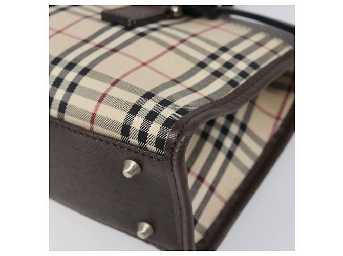 Borsa a mano BURBERRY Nova Check Canvas Beige Silver Auth 199509A Argento - vista 9