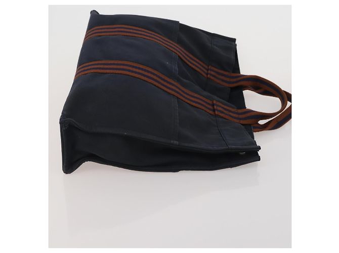 Hermès Borsa HERMES Fourre Tout in cotone, set da 3, Navy Gray, Auth BA15471 Marrone Blu navy - vista 11