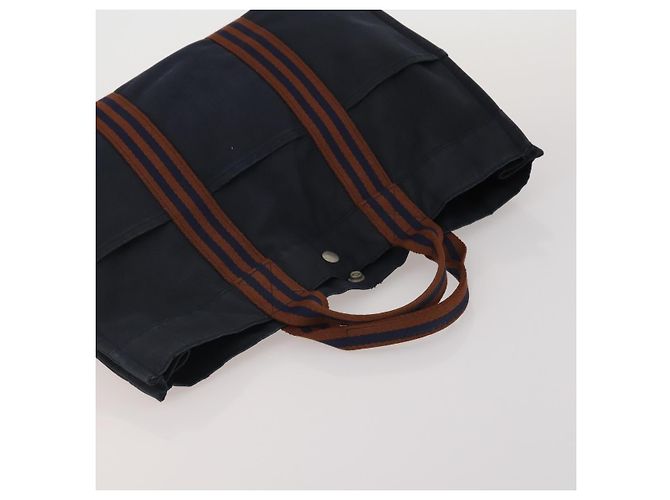 Hermès Borsa HERMES Fourre Tout in cotone, set da 3, Navy Gray, Auth BA15471 Marrone Blu navy - vista 12